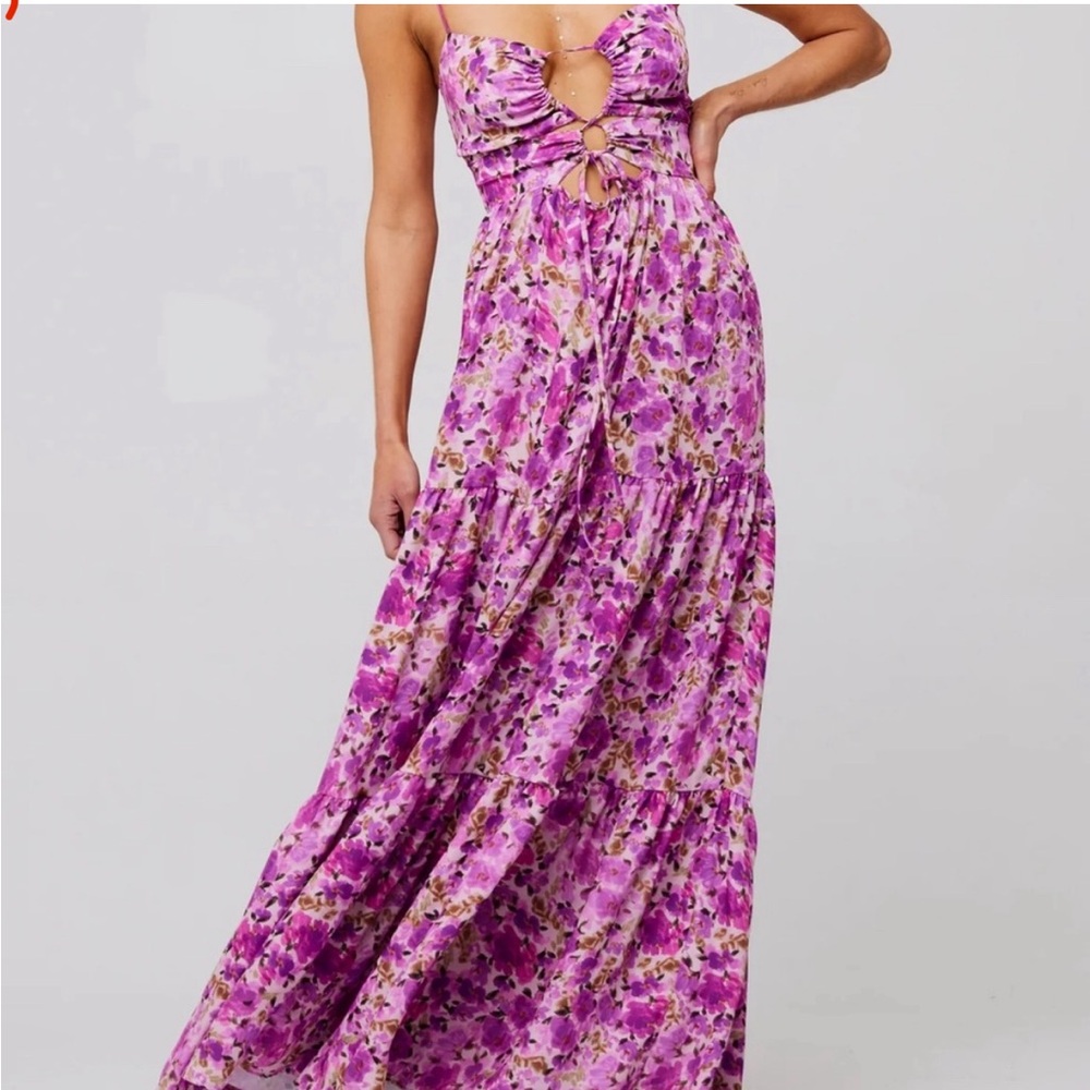 RESA Pink and Purple Tiered Ruffled Maxi Dress